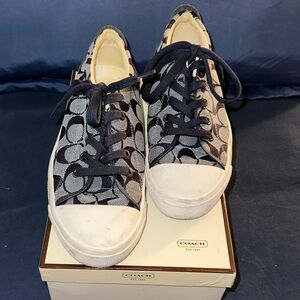 Coach Women's Blue and White Monogram Sneakers